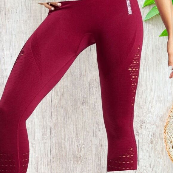 Gymshark Womens Energy + Seamless Leggings XS Beet Cropped READ DESC Activewear - Picture 2 of 11